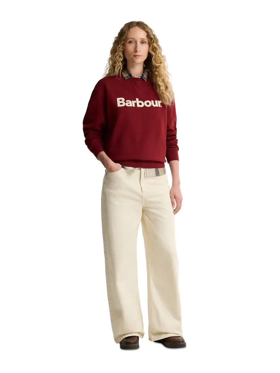 Свитшот женский с длинным рукавом, модель Hartland Crewneck Barbour — изображение 2 из 6, клюквенный