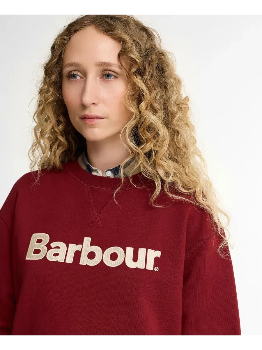 Свитшот женский с длинным рукавом, модель Hartland Crewneck Barbour — изображение 4 из 6, клюквенный