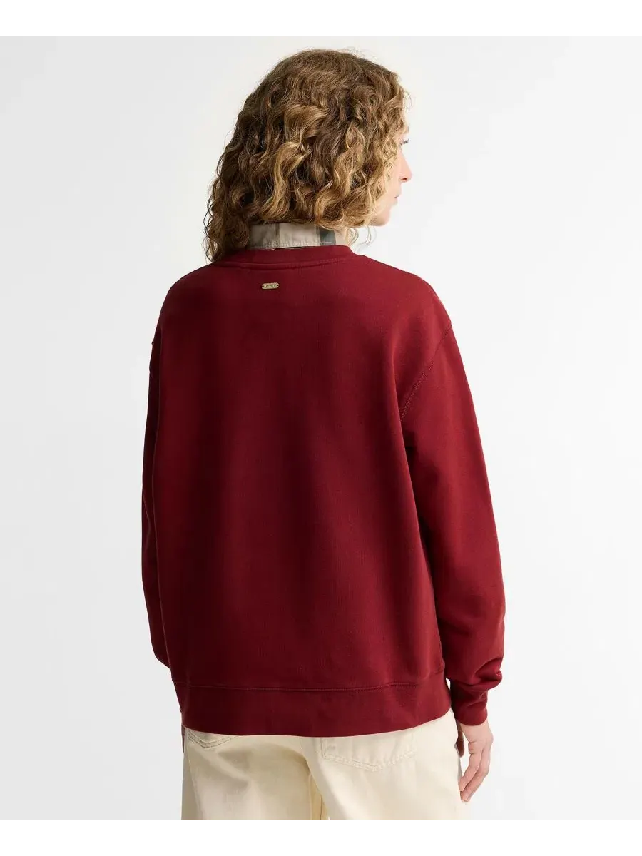 Свитшот женский с длинным рукавом, модель Hartland Crewneck Barbour — изображение 5 из 6, клюквенный