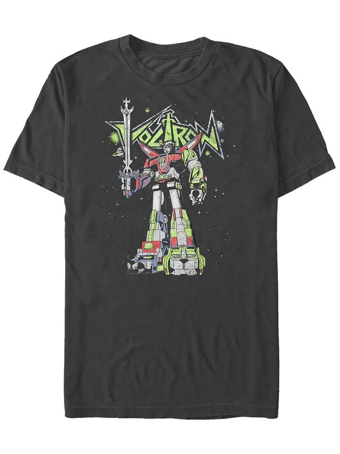 Мужская футболка с коротким рукавом и плакатом Voltron Defender of the Universe Fifth Sun — изображение 1 из 1, черный
