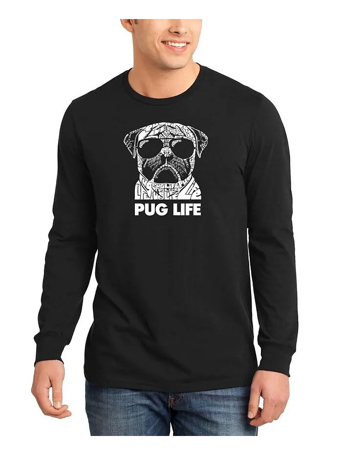 Мужская футболка с длинным рукавом Pug Life Word Art LA Pop Art — изображение 1 из 2, черный