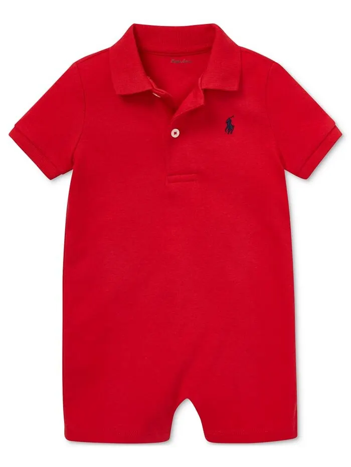 Хлопковая футболка-поло с короткими рукавами для маленьких мальчиков Polo Ralph Lauren — изображение 1 из 4, красный