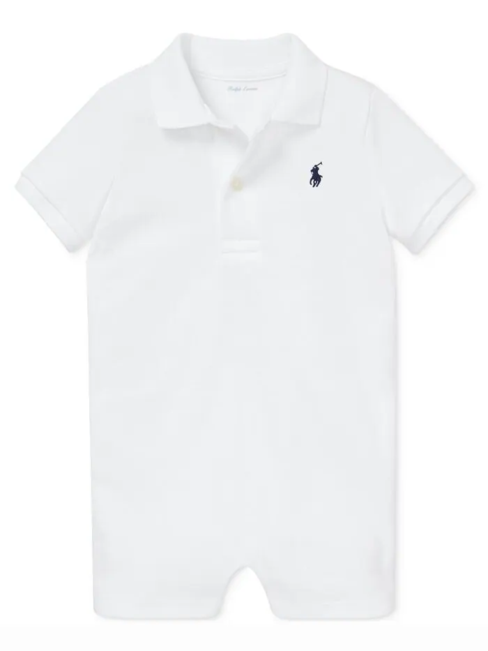 Хлопковая футболка-поло с короткими рукавами для маленьких мальчиков Polo Ralph Lauren — изображение 1 из 4, белый