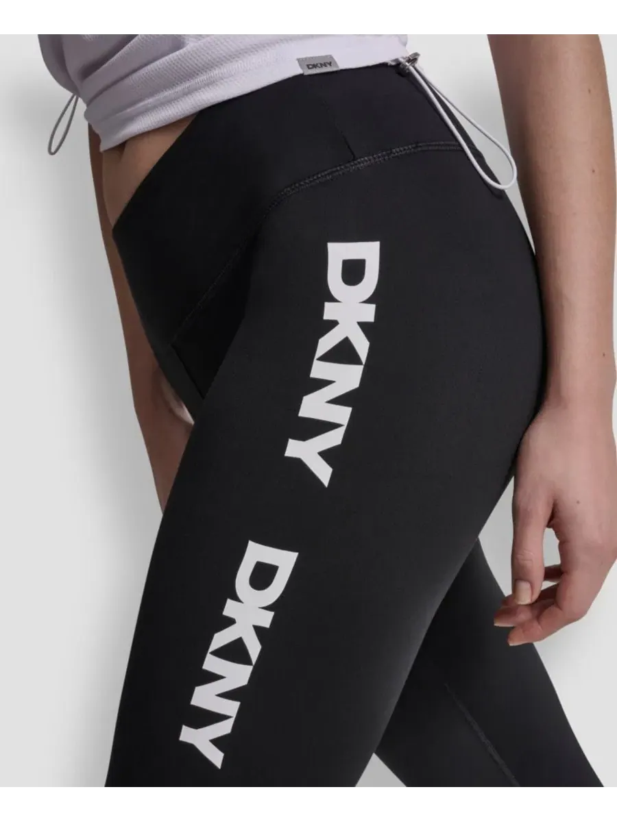 Женские леггинсы с высокой талией и повторяющимся логотипом Dkny Sport — изображение 3 из 4, темно-серый