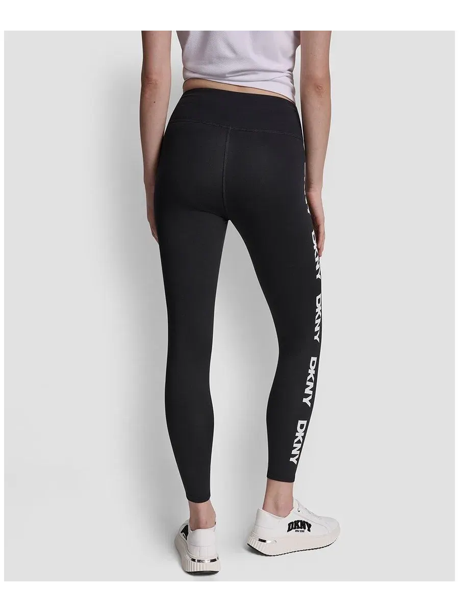 Женские леггинсы с высокой талией и повторяющимся логотипом Dkny Sport — изображение 4 из 4, темно-серый