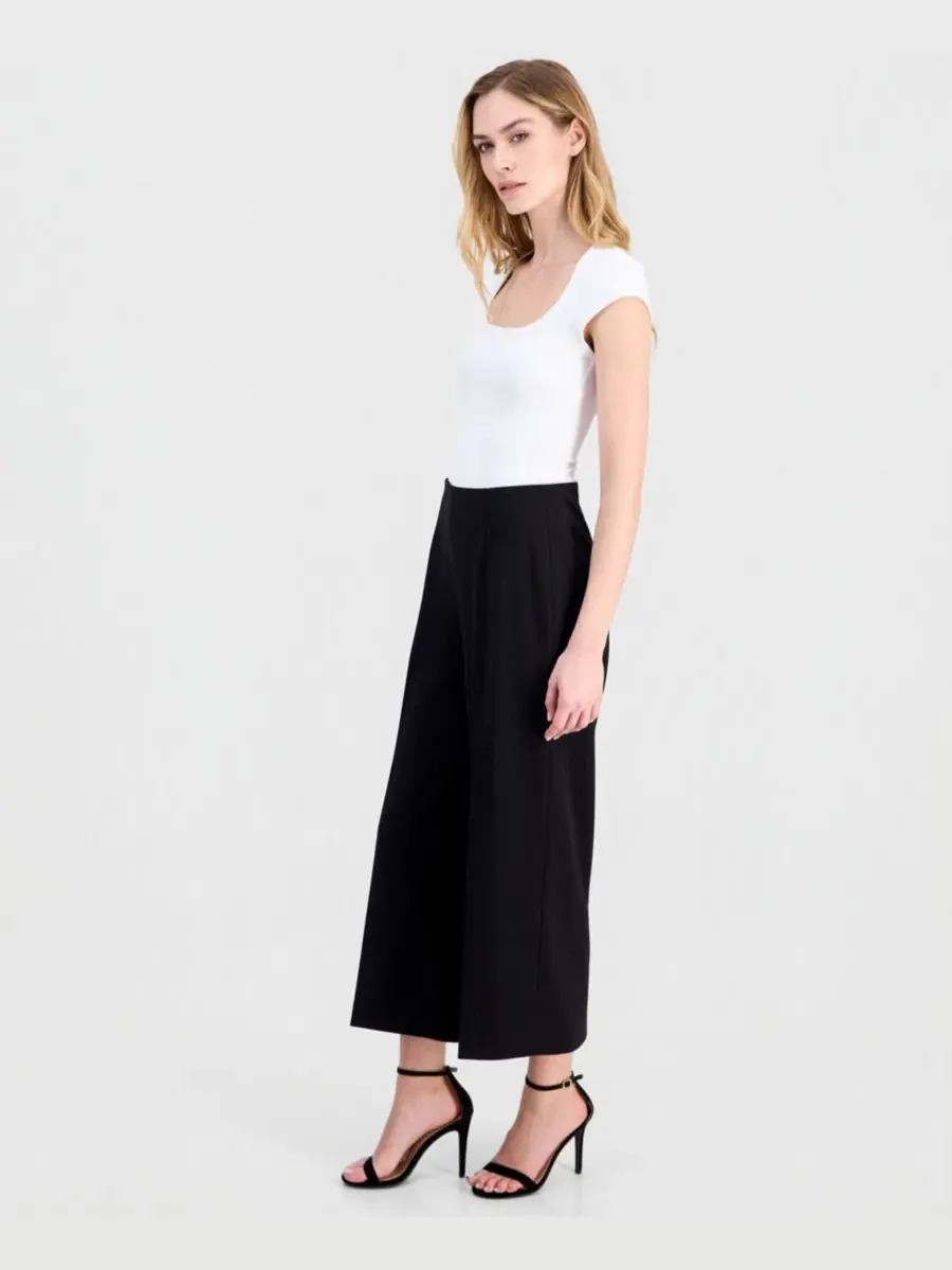 Женские укороченные брюки с высокой посадкой и широкими штанинами Anne Klein — изображение 2 из 7, черный