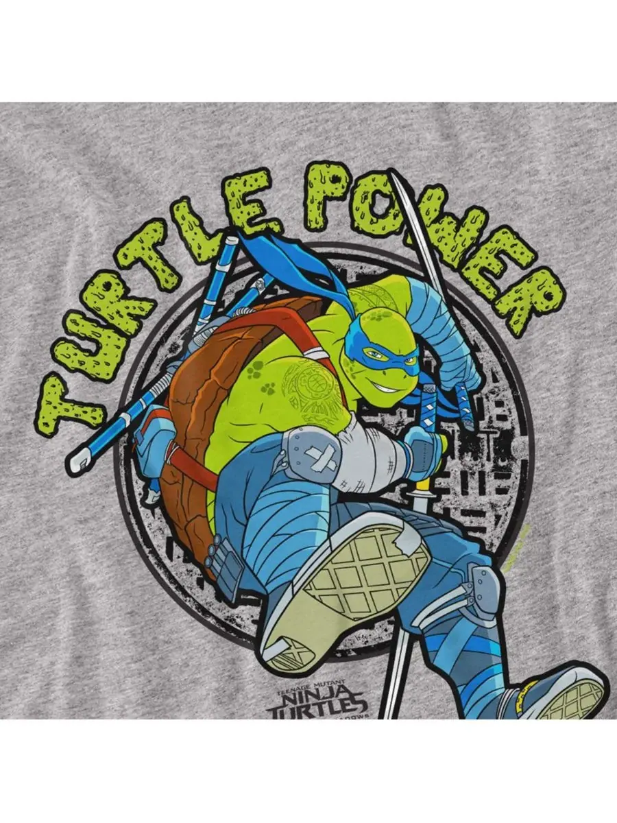 Мужская футболка Out Of The Shadows Leonardo Turtle Power Teenage Mutant Ninja Turtles — изображение 2 из 3, приглушенный