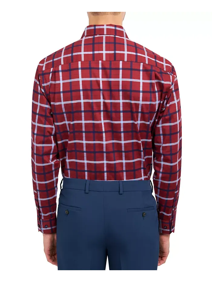 Мужская классическая рубашка с клеткой windowpane MICHELSONS OF LONDON — изображение 2 из 4, красный