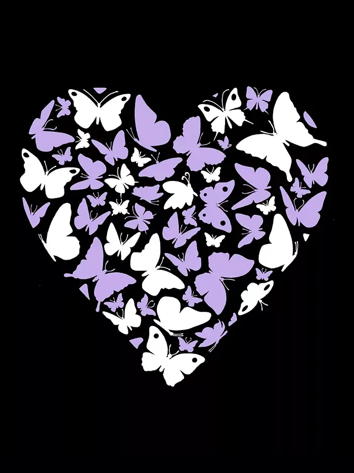 Мужская футболка с длинным рукавом Butterfly Heart Word Art LA Pop Art — изображение 3 из 3, черный