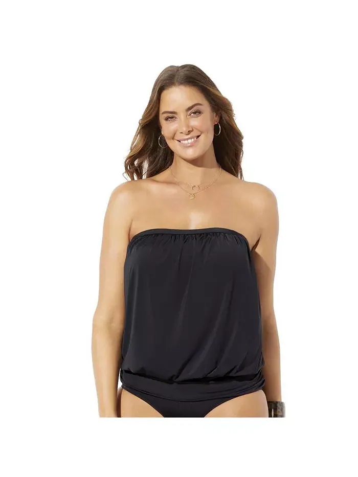 Женский топ-бандо с блузоном Tankini Swimsuits for All — изображение 1 из 2, черный