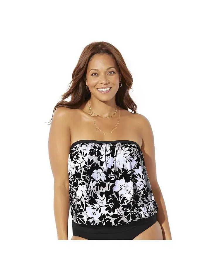 Женский топ-бандо с блузоном Tankini Swimsuits for All — изображение 1 из 2