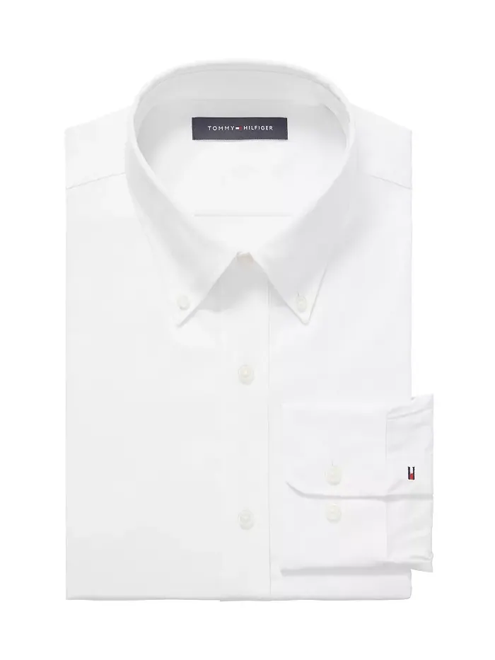 Мужская эластичная рубашка Flex Slim Fit из твила Tommy Hilfiger — изображение 3 из 7, белый