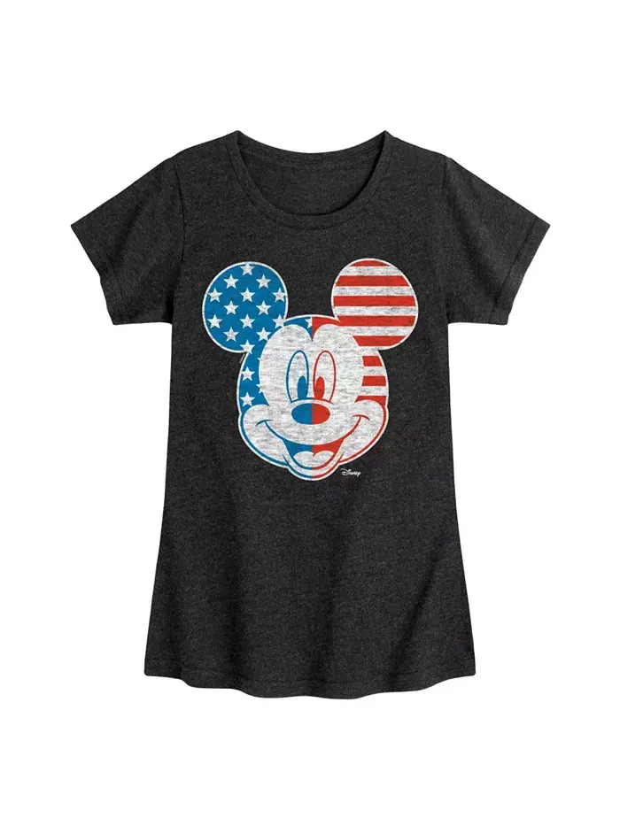 Футболка с принтом "Disney Mickey Mouse Americana Flag" для девочек старшего возраста Hybrid Apparel — изображение 1 из 3