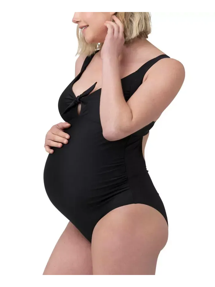 Слитный купальник для беременных с завязкой спереди Ripe Maternity — изображение 2 из 3, черный