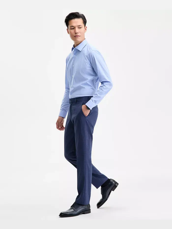 Мужские клетчатые брюки современного кроя Hugo Boss — изображение 2 из 7, синий