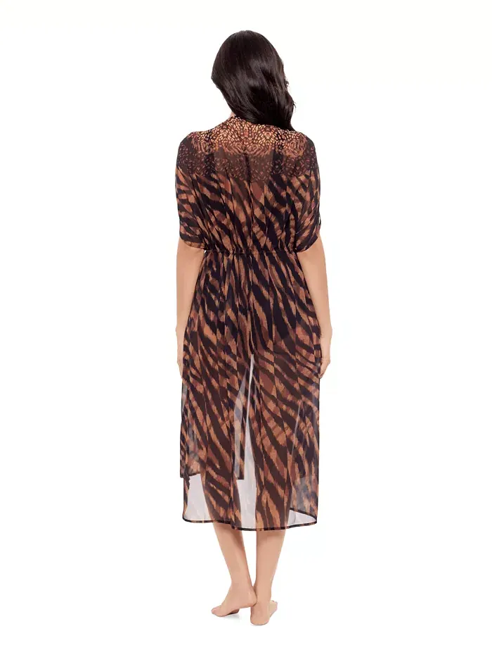 Купальник Women's Raya De Safari Beaded Kimono Cover-Up Miraclesuit — изображение 3 из 4, черный/коричневый