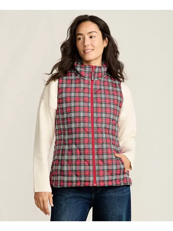 Женская стеганая утепленная безрукавка Print FeatherFree Lands' End