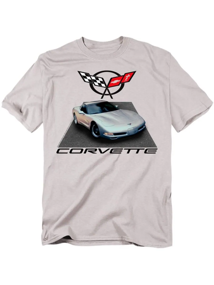 Мужская футболка Chevrolet Silver 01 Vette Corvette — изображение 1 из 3, серебряный