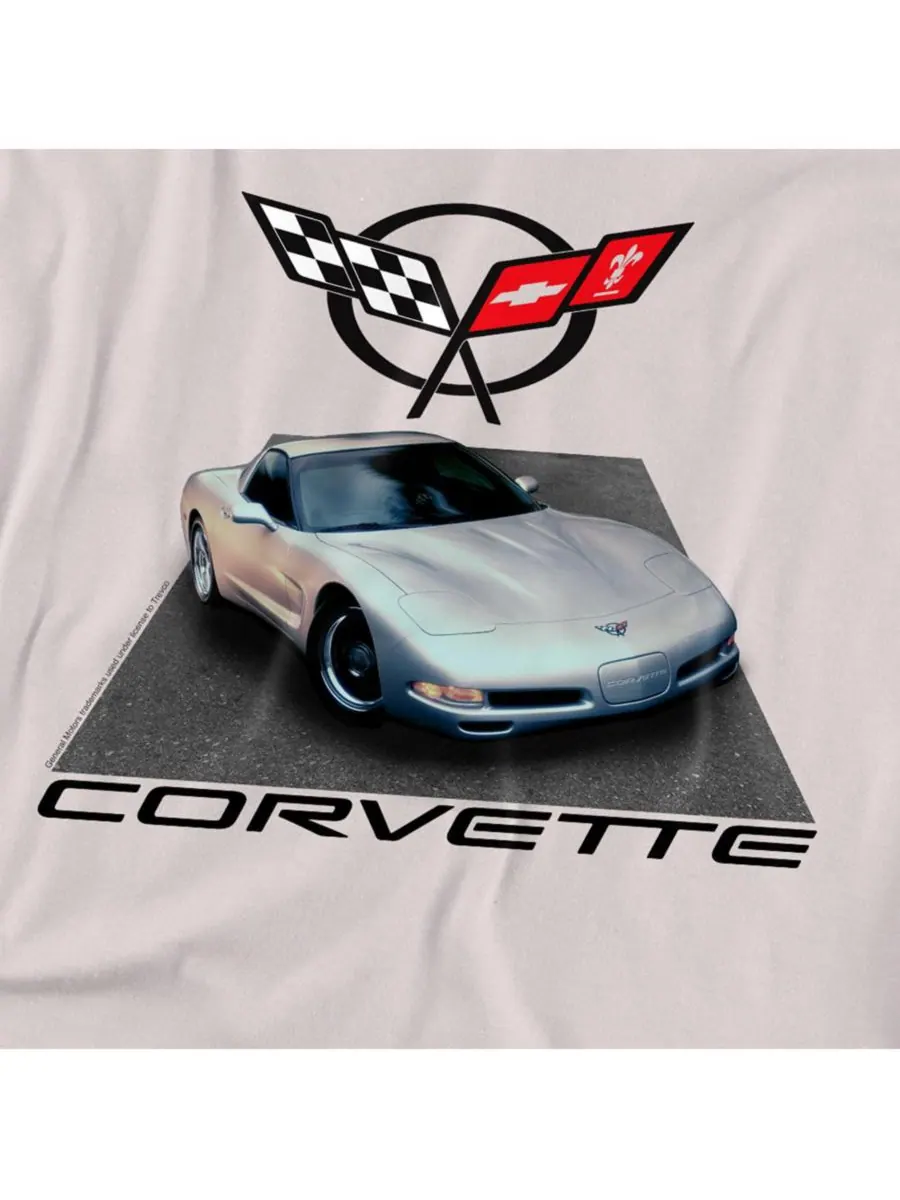 Мужская футболка Chevrolet Silver 01 Vette Corvette — изображение 3 из 3, серебряный