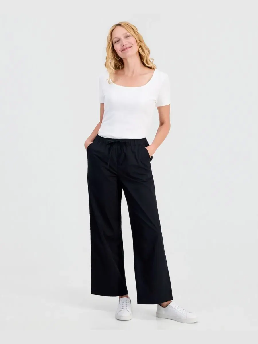Женские брюки с широкими штанинами на поясе-кулиске Style & Co — изображение 1 из 3, глубокий черный