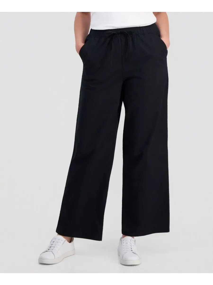 Женские брюки с широкими штанинами на поясе-кулиске Style & Co — изображение 3 из 3, глубокий черный