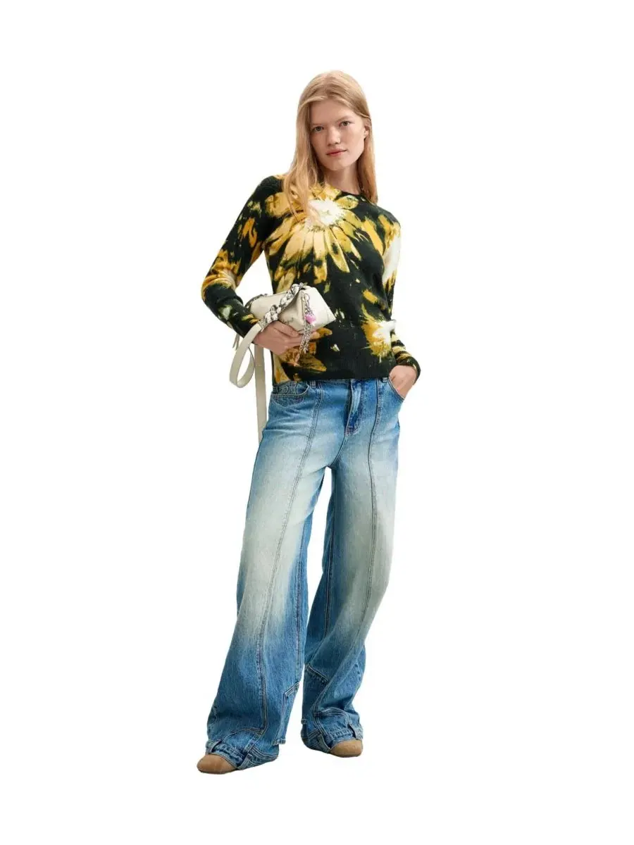 Свитер с флористическим принтом Desigual — изображение 2 из 5, черный