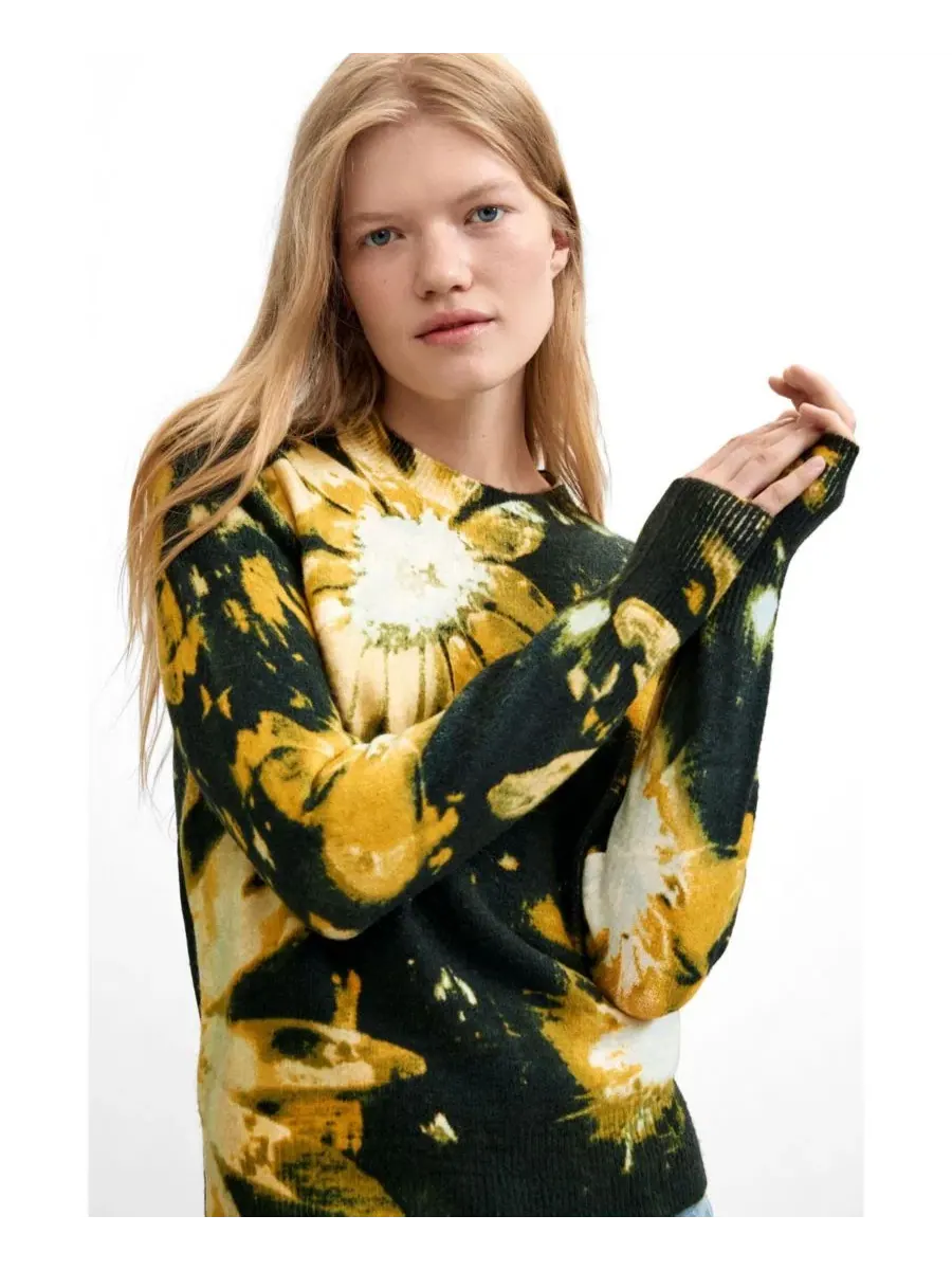 Свитер с флористическим принтом Desigual — изображение 3 из 5, черный