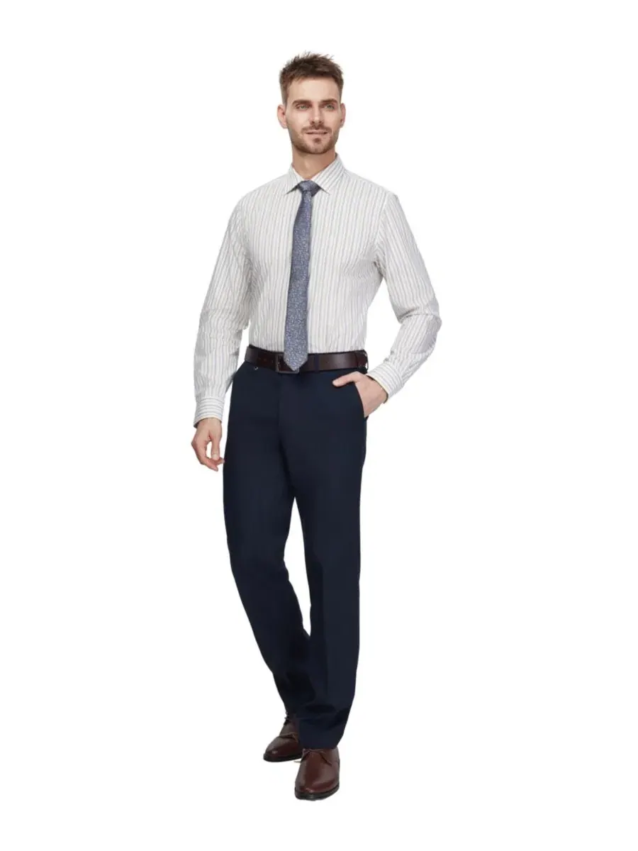 Мужская рубашка с принтом в полоску, slim fit, с отложным воротником и закругленными манжетами Bar — изображение 2 из 8