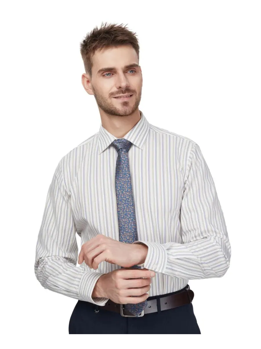 Мужская рубашка с принтом в полоску, slim fit, с отложным воротником и закругленными манжетами Bar — изображение 3 из 8
