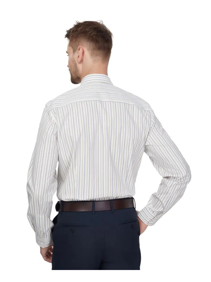 Мужская рубашка с принтом в полоску, slim fit, с отложным воротником и закругленными манжетами Bar — изображение 4 из 8
