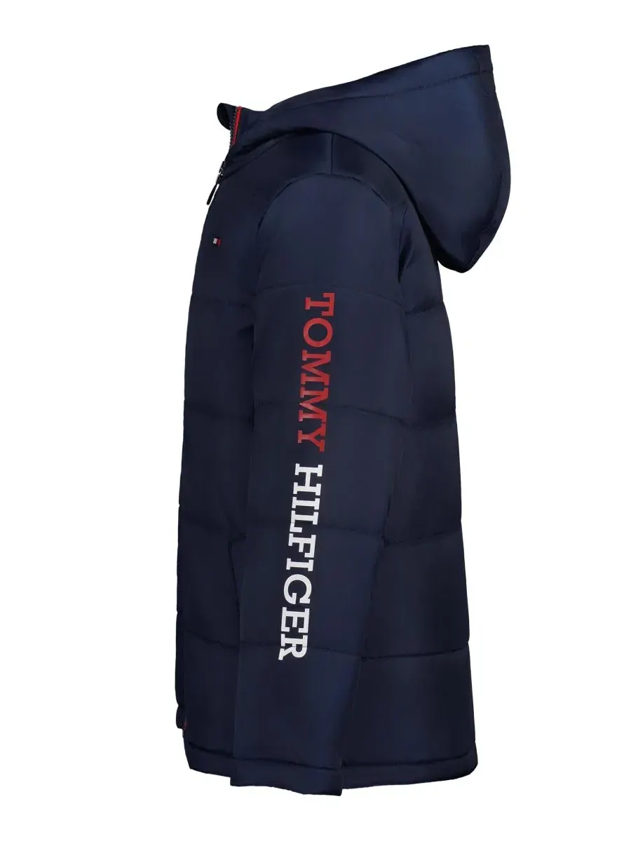 Куртка-пуховик с логотипом Tommy Hilfiger — изображение 3 из 11, темно-синий