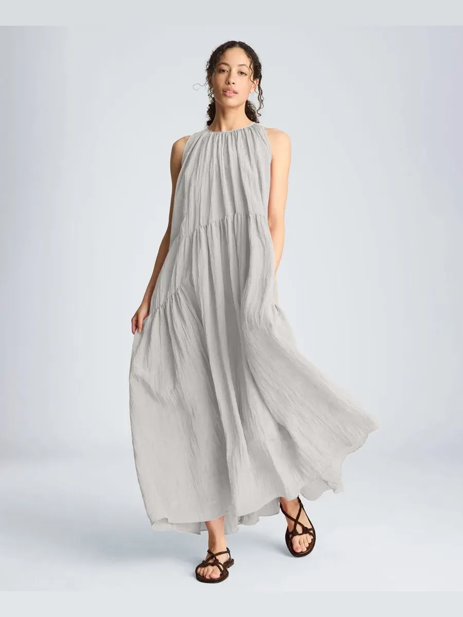 Макси-платье с запахом на шее в пол из жатой ткани Kenneth Cole — изображение 2 из 4, устрица