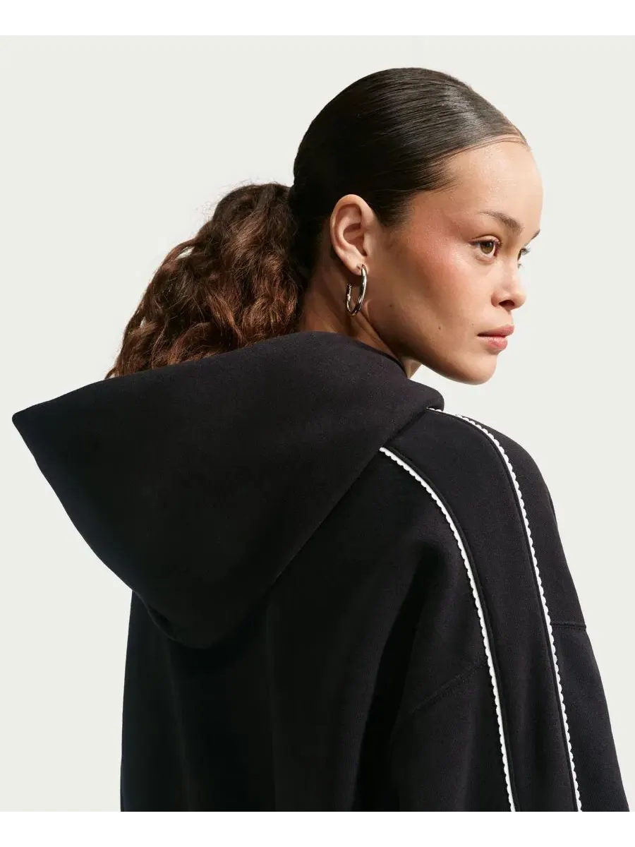 Худи оверсайз с отделкой фестонами Studio Fleece Nike — изображение 4 из 7, черный