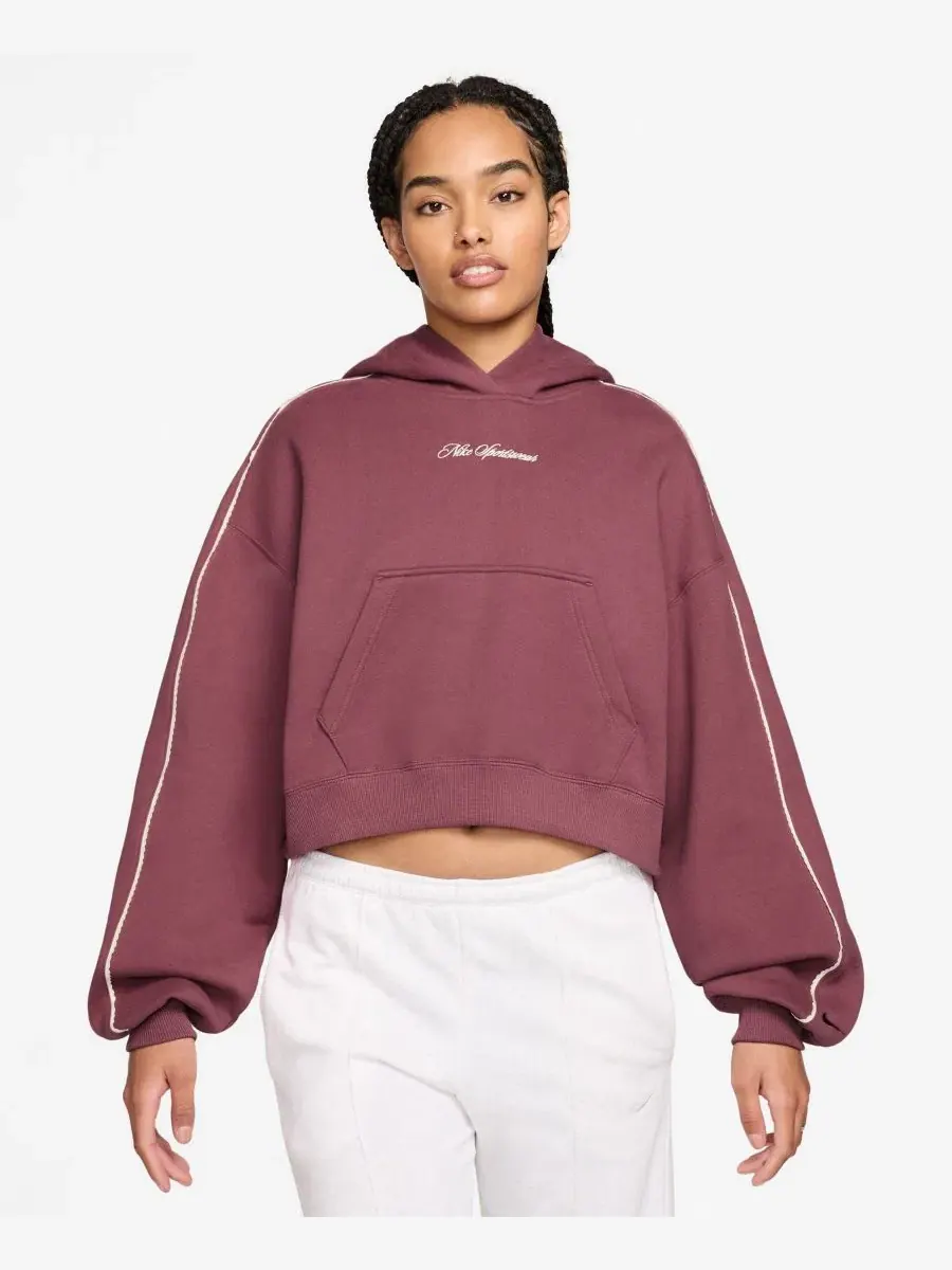 Худи оверсайз Studio Fleece с отделкой фестонами Nike — изображение 1 из 3, розовый//розовый