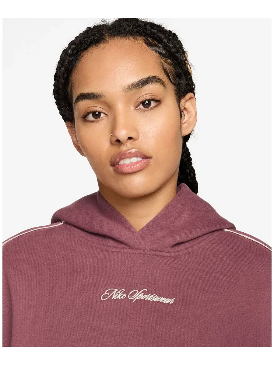Худи оверсайз Studio Fleece с отделкой фестонами Nike — изображение 2 из 3, розовый//розовый