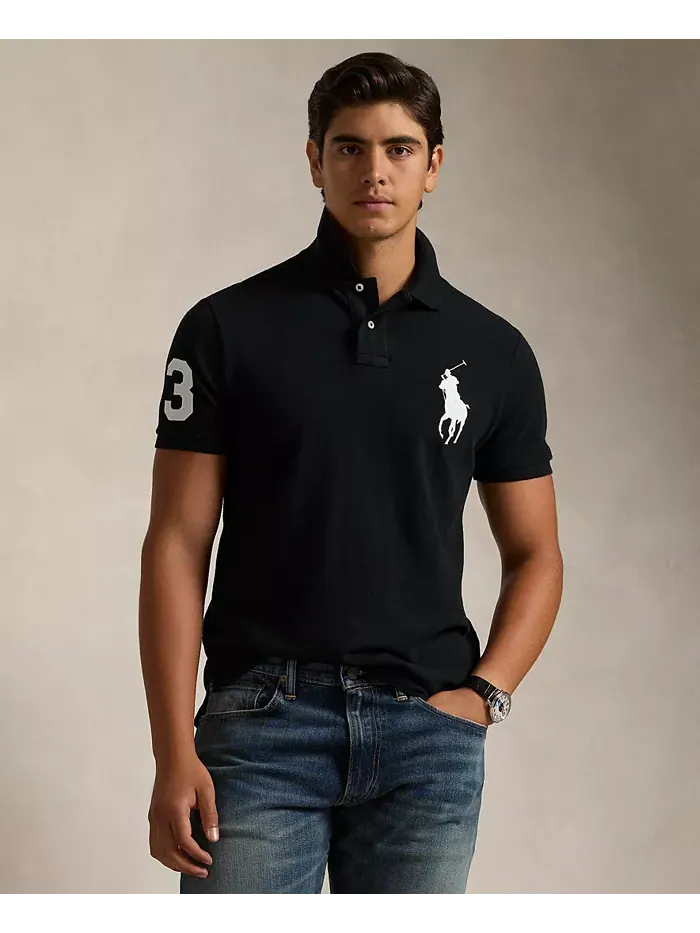 Мужская поло Big Pony Custom Slim Fit с сетчатой тканью Polo Ralph Lauren — изображение 1 из 8, черный