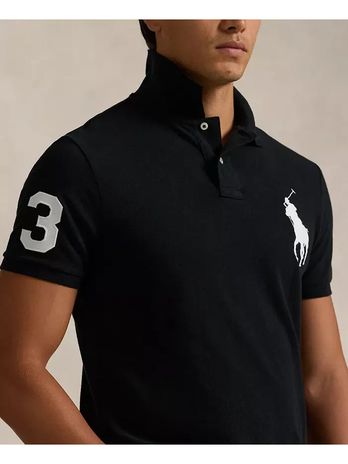 Мужская поло Big Pony Custom Slim Fit с сетчатой тканью Polo Ralph Lauren — изображение 3 из 8, черный