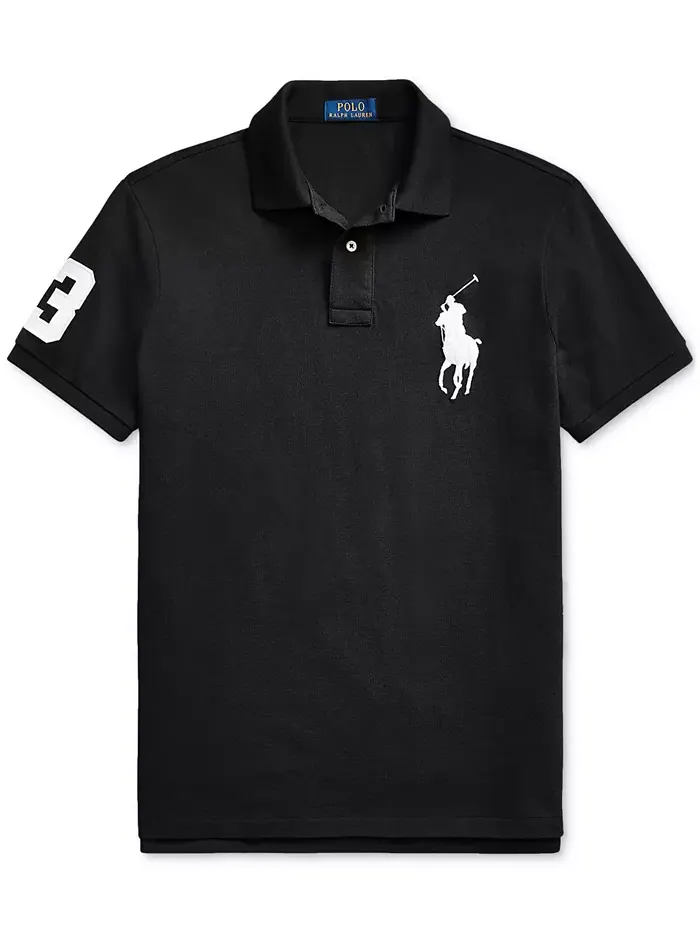 Мужская поло Big Pony Custom Slim Fit с сетчатой тканью Polo Ralph Lauren — изображение 5 из 8, черный
