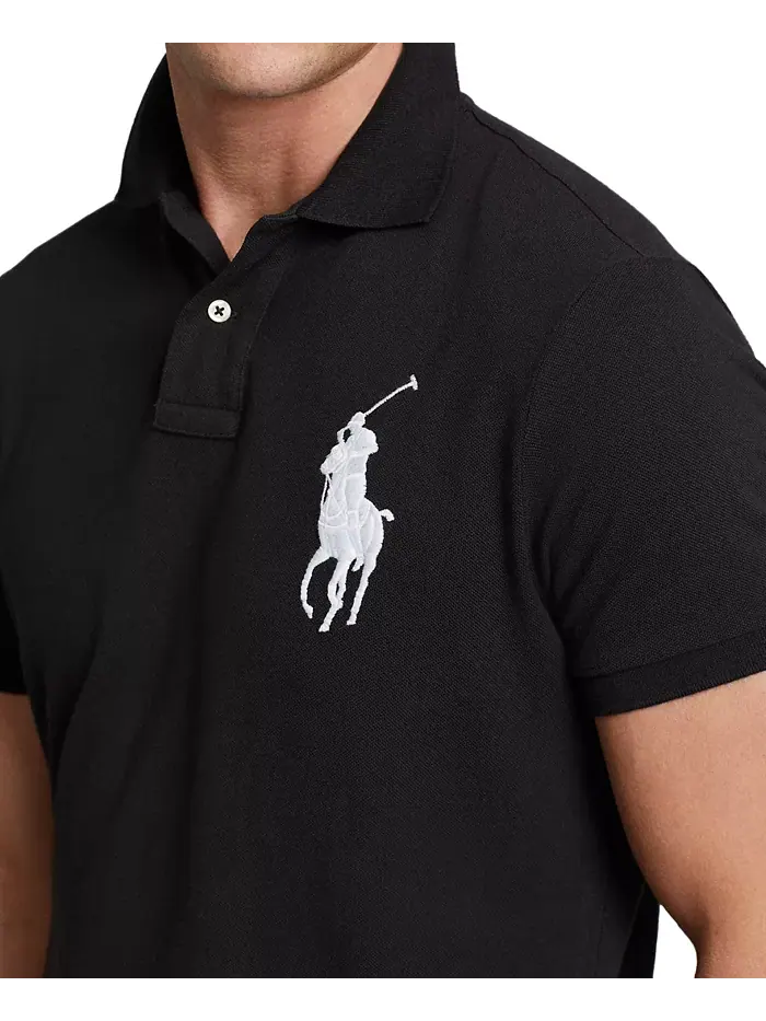 Мужская поло Big Pony Custom Slim Fit с сетчатой тканью Polo Ralph Lauren — изображение 6 из 8, черный