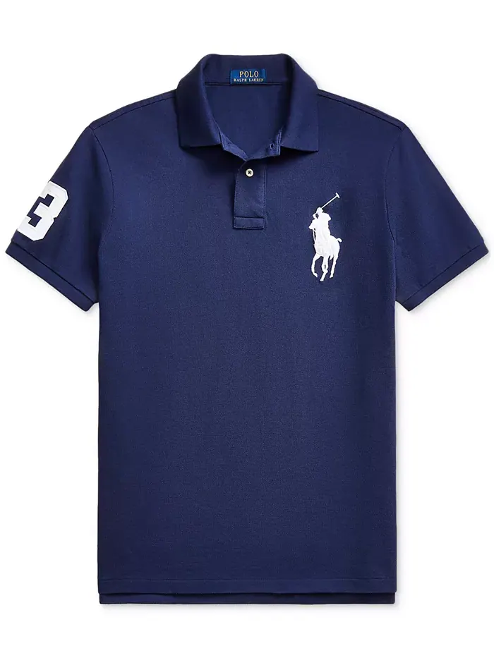 Мужская поло Big Pony Custom Slim Fit с сетчатой тканью Polo Ralph Lauren — изображение 5 из 8, темно-синий