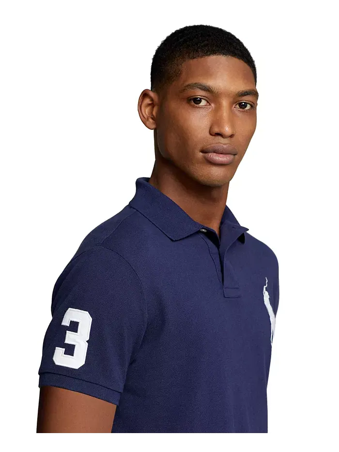 Мужская поло Big Pony Custom Slim Fit с сетчатой тканью Polo Ralph Lauren — изображение 6 из 8, темно-синий