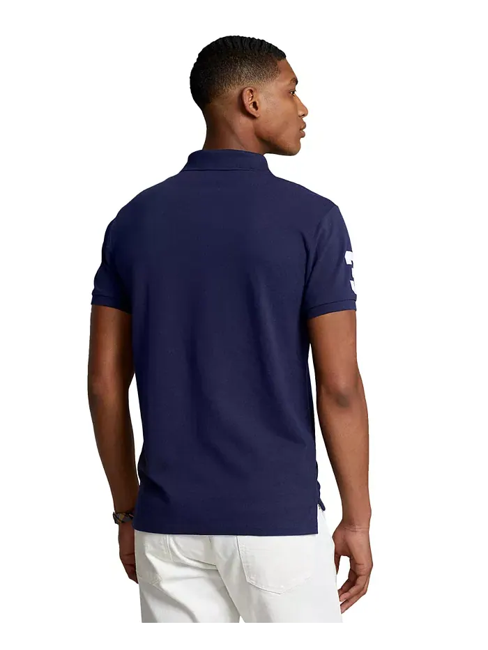 Мужская поло Big Pony Custom Slim Fit с сетчатой тканью Polo Ralph Lauren — изображение 7 из 8, темно-синий