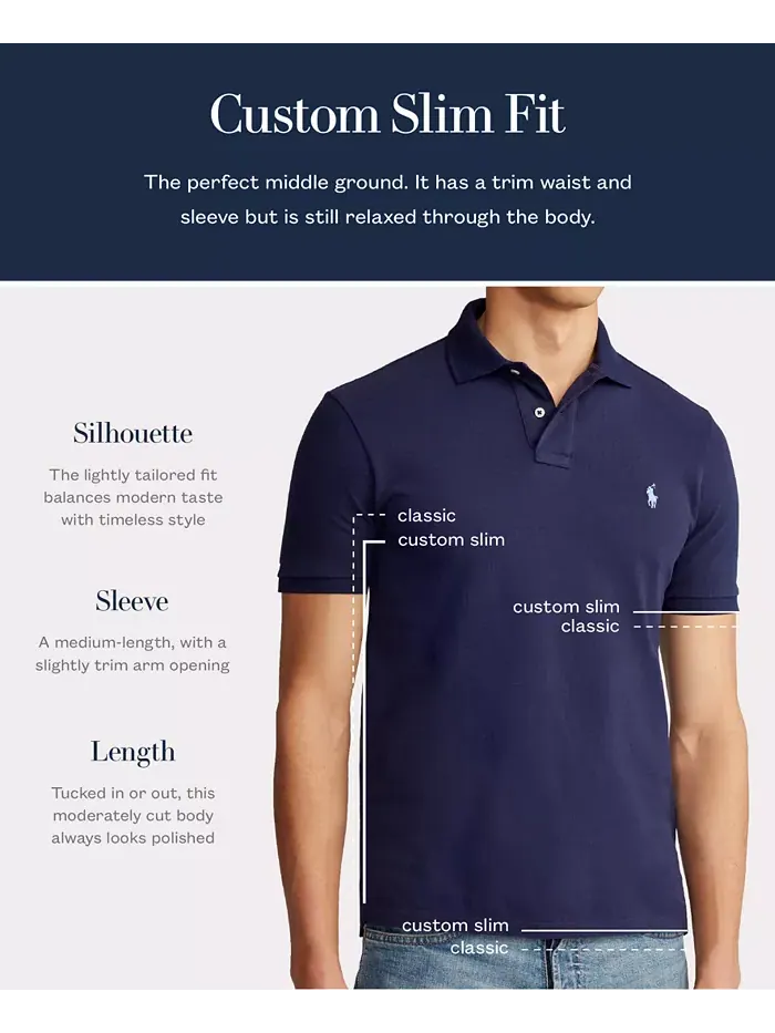 Мужская поло Big Pony Custom Slim Fit с сетчатой тканью Polo Ralph Lauren — изображение 8 из 8, темно-синий