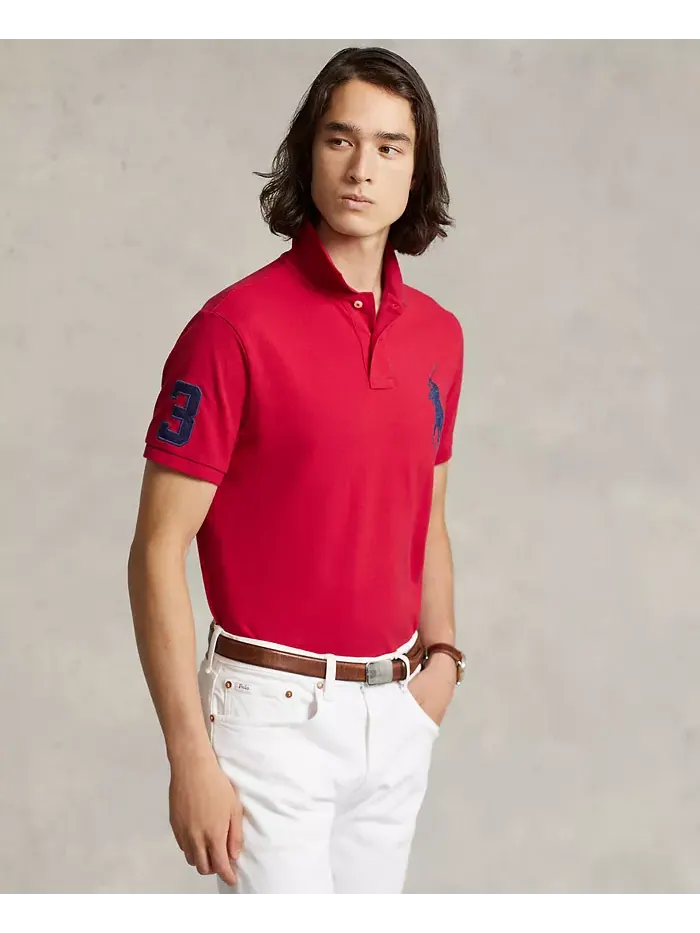 Мужская поло Big Pony Custom Slim Fit с сетчатой тканью Polo Ralph Lauren — изображение 1 из 8, красный