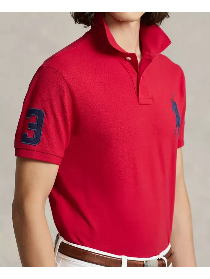 Мужская поло Big Pony Custom Slim Fit с сетчатой тканью Polo Ralph Lauren — изображение 3 из 8, красный