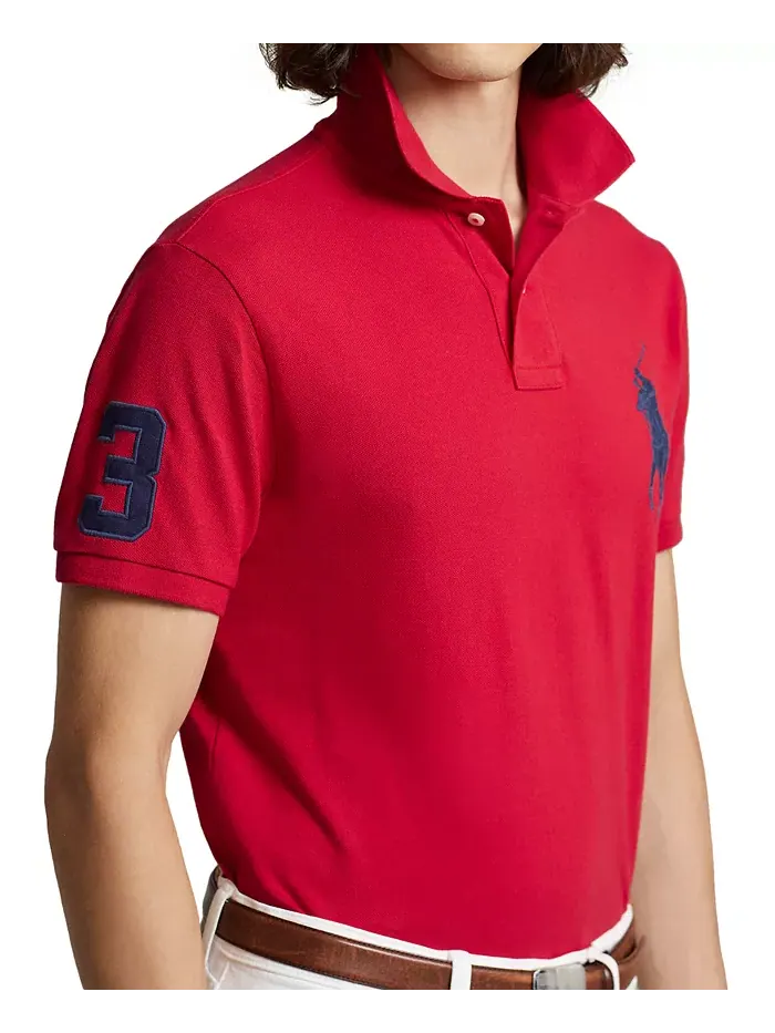 Мужская поло Big Pony Custom Slim Fit с сетчатой тканью Polo Ralph Lauren — изображение 6 из 8, красный