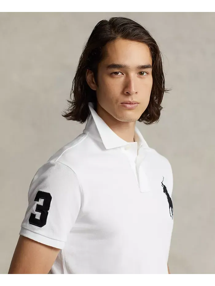 Мужская поло Big Pony Custom Slim Fit с сетчатой тканью Polo Ralph Lauren — изображение 3 из 8, белый
