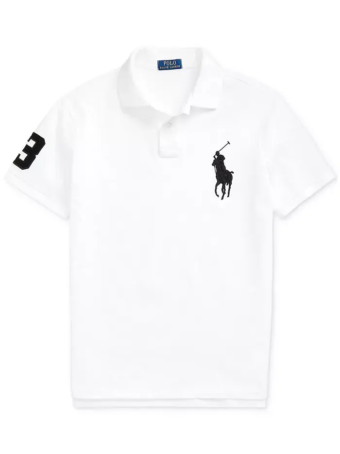 Мужская поло Big Pony Custom Slim Fit с сетчатой тканью Polo Ralph Lauren — изображение 5 из 8, белый