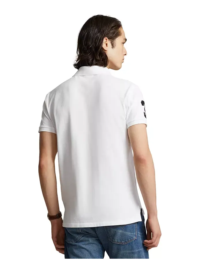 Мужская поло Big Pony Custom Slim Fit с сетчатой тканью Polo Ralph Lauren — изображение 6 из 8, белый