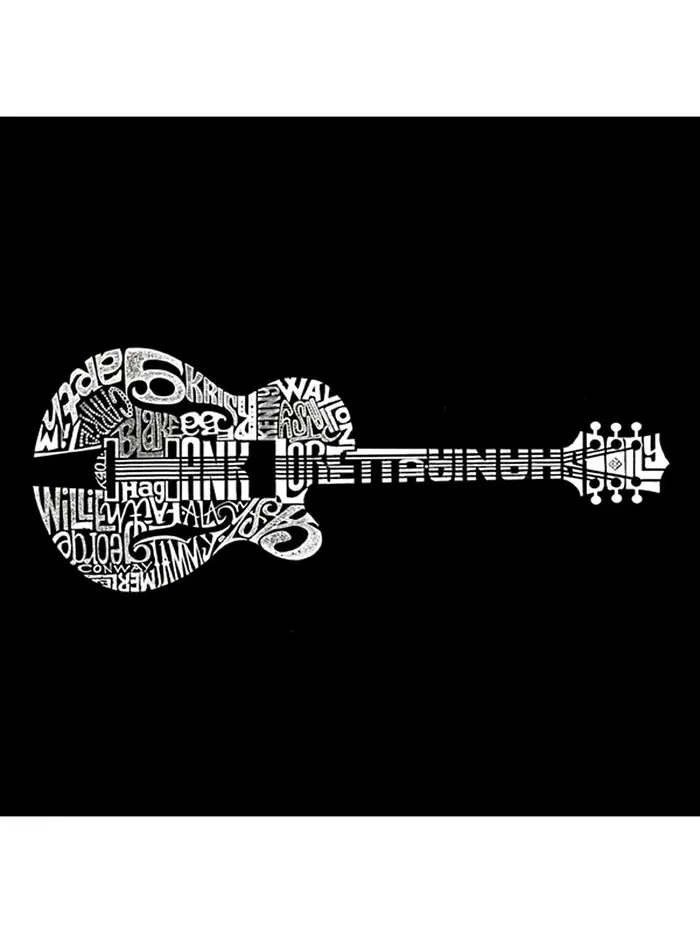 Мужская футболка с рисунком Word Art — гитара в стиле кантри LA Pop Art — изображение 2 из 2, серый